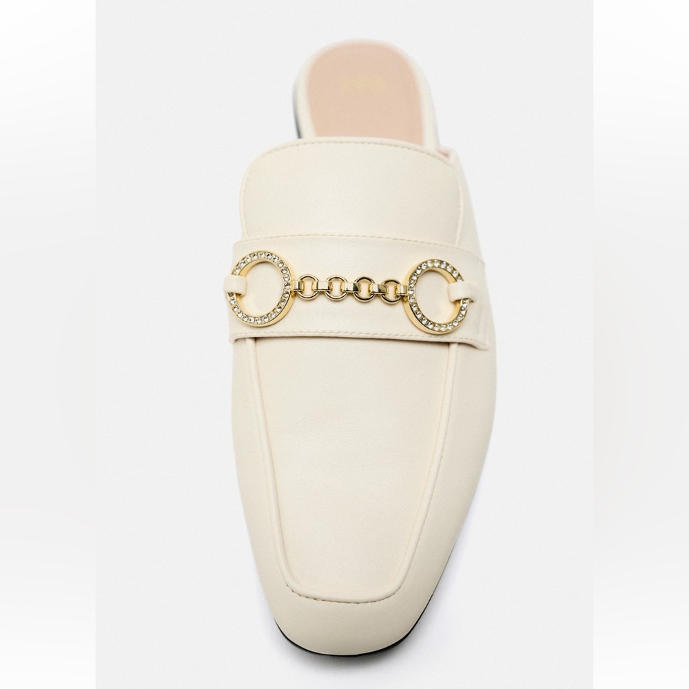 ZARA Chain Trim Open Back Loafers